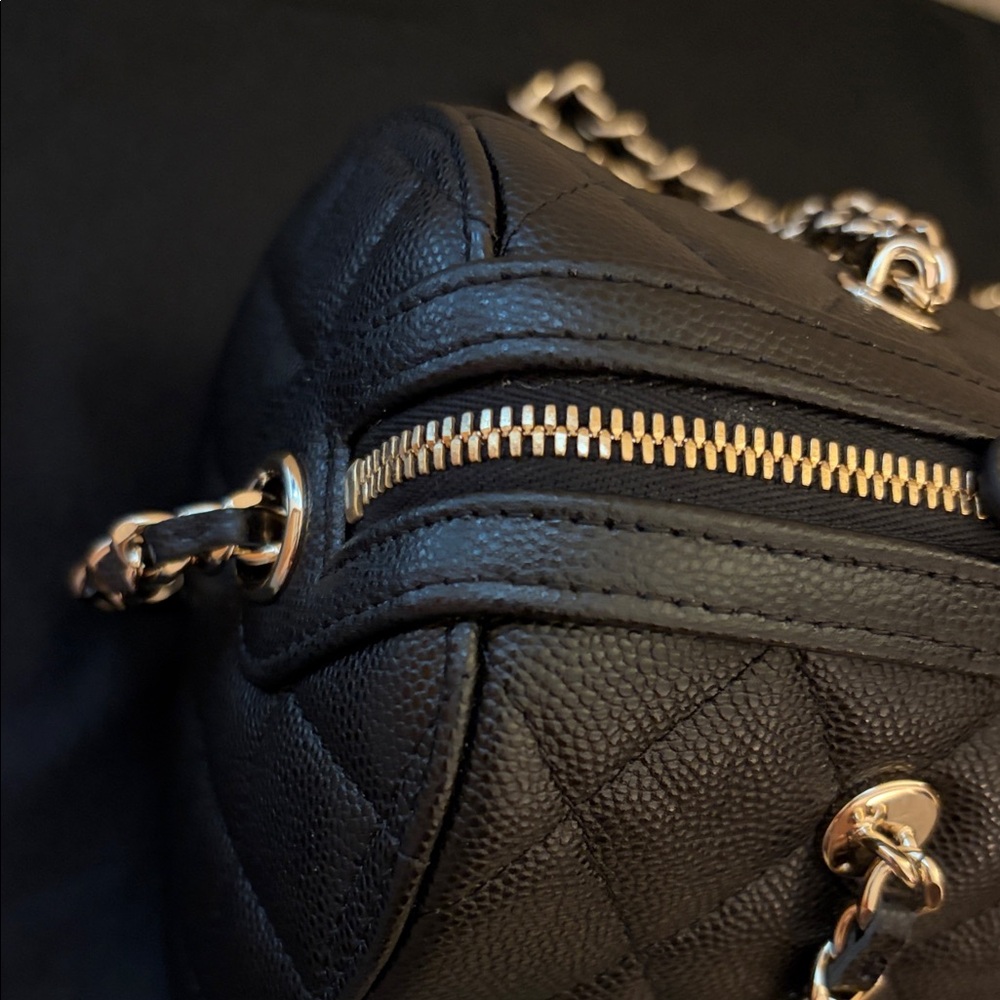 USED Black Crossbody Bag with Light Gold Hardware - Picture 5 of 7